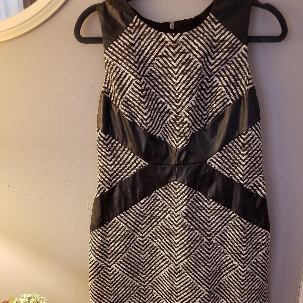 Donna Rico Tweed and Faux Leather Dress